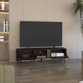 Vance 63" Wide Tv Stand  with Two pull down Cabinets, Two Shelves