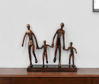 13" Copper Aluminum Family Of Four Tabletop Sculpture