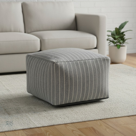 Textural Stripe Cube Pouf Ottoman