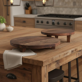 Reclaimed Wood Handmade Round Riser Trays