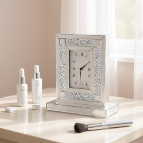 Faux Crystal MirroGlass Table Clock