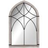 Farmhouse Arch Window Wall Mirror 36.5 x 23.5 Inch Rustic Wood Grain for Living Room Bedroom