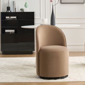 Set Of 1 Upholstered Kitchen & Dining Room Barrel Chair, Mid Century Modern Round Velvet Dining Chair
