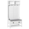 3-in-1 Hall Tree, Entryway Bench with Coat Rack, Shoe Rack, 2 Storage Drawers, 4 Hooks, Padded Seat, White