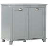 Laundry Ease: Gray Tilt-Out Two-Compartment Bathroom Laundry Sorter Cabinet