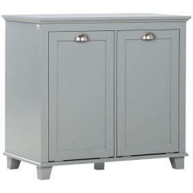 Laundry Ease: Gray Tilt-Out Two-Compartment Bathroom Laundry Sorter Cabinet
