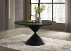 Haven 59" Round Ebony Black Pedestal Dining Table with Hourglass Base