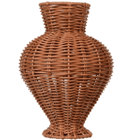 Better Homes & Gardens Woven Faux Rattan Indoor Vase, 10", Brown