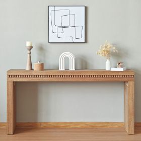 64in Rustic Wood Console Table Ã¢â‚¬â€œ Elegant Entryway Table with Decorative Beaded Trim