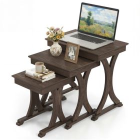 3-Piece Nesting Coffee Table Set, Space-Saving Design with Vintage Wood-Like Finish for Living Room