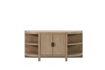 Curved 2-Door Console Table w/ Marble Top