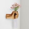 Gold Wall Sculptures, Hand Vases Home Decor, Wall Mount Art Sculpture, Unique Wall Art Statue, Funky Flower Vase Decorations