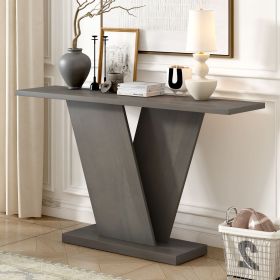 Mirod Console Table with Natural Wood Veneer,V-Base Design for Classic Versatility ,Perfect for Displaying Your Favorite Items, Easy Assembly