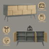 Blayde Light Gray & Natural Finish Server
