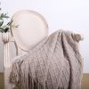 SOGA Coffee Diamond Pattern Knitted Throw Blanket with Tassels Ã¢â‚¬â€œ Warm, Cozy Woven Cover for Bed, Sofa, Couch, or Home DÃƒÂ©cor
