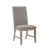 Set of 2 Side Chairs Upholstered Backrest Seat Nailhead Trim Brown Gray Finish Dining Furniture