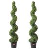 VEVOR Artificial Boxwood Topiary Tree, 60 inch Tall (2 Pieces), Spiral Faux Topiary Trees, Faux Plant w/ Extra Leaves & Pot & Small Decoration