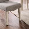 Transitional Style Antique White Frame Set of 2pc Side Chairs Gray Fabric Parson Chair Camel Back Design