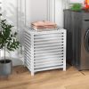 Bamboo Laundry Basket, 55L, with Lid and Removable Liner Bag, White, Space-Saving and Stylish