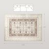 Machine Washable Area Rug 8x10, Non-Slip Boho Flannel Print Floor Carpet for Living Room, Bedroom, Dining Room, Brown