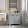 Laundry Ease: Gray Tilt-Out Two-Compartment Bathroom Laundry Sorter Cabinet