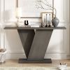 Mirod Console Table with Natural Wood Veneer,V-Base Design for Classic Versatility ,Perfect for Displaying Your Favorite Items, Easy Assembly