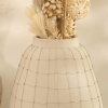 Leianna Handmade Off White Large Terracotta Vase with Wireframe Contemporary Design, Handmade-11.5X11.5X15.5"