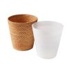 Rattan Bathroom Wastebasket, 2.5 Gallons, Natural Brown, Hand-Woven Design