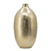 8.5x8.5x18.5" Aluminum Vase, Gold Streaks