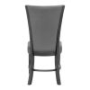 2pc Contemporary Glam Upholstered Dining Side Chair Padded Plush Gray Fabric Upholstery Rich Black Color Wooden Furniture