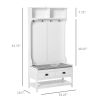 3-in-1 Hall Tree, Entryway Bench with Coat Rack, Shoe Rack, 2 Storage Drawers, 4 Hooks, Padded Seat, White