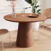 Wooden circular dining table, modern minimalist round table, natural wood colored table, 43 inches