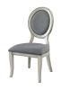 Transitional Antique White and Gray Side Chairs Set of 2 Chairs Dining Room Furniture Padded fabric seat