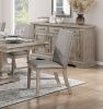 Set of 2 Side Chairs Upholstered Backrest Seat Nailhead Trim Brown Gray Finish Dining Furniture