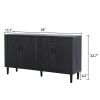 Modern Black Sideboard Cabinet with Decorative Nailhead Accents, Stylish Storage Solution for Dining & Living Rooms