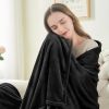 Fleece Blanket Black Throw Blankets for Couch  Bed
