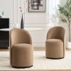 Set Of 1 Upholstered Kitchen & Dining Room Barrel Chair, Mid Century Modern Round Velvet Dining Chair