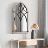 Farmhouse Arch Window Wall Mirror 36.5 x 23.5 Inch Rustic Wood Grain for Living Room Bedroom