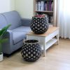 Large Round Checkered Seagrass Storage Basket with Handles, 2 Pack