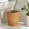 Rattan Bathroom Wastebasket, 2.5 Gallons, Natural Brown, Hand-Woven Design
