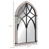 Farmhouse Arch Window Wall Mirror 36.5 x 23.5 Inch Rustic Wood Grain for Living Room Bedroom