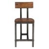 Rustic Brown and Gunmetal Finish Wooden Counter Height Chairs 2pc Set Industrial Design Dining Furniture