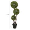 45.3" Artificial Ball Boxwood Topiary Tree Fake Plant in Pot for Indoor Outdoor Living Room Decoration Light Green