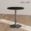 Round Dining Table for 2-4 People, Small Kitchen Table with Wood Grain Top, Black