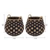 Large Round Checkered Seagrass Storage Basket with Handles, 2 Pack