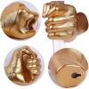 Gold Wall Sculptures, Hand Vases Home Decor, Wall Mount Art Sculpture, Unique Wall Art Statue, Funky Flower Vase Decorations