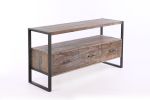 60 inch Reclaimed wood Media TV Console table with 3 Drarwer; Open Shelf; Antique finish