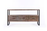 60 inch Reclaimed wood Media TV Console table with 3 Drarwer; Open Shelf; Antique finish