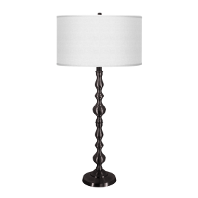 Nashville Bronze Buffet Lamp - Solid Shade Options (Color: Linen Ivory)