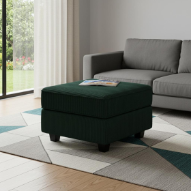 Corduroy Storage Ottoman (Color: Green and Black, size: 26")